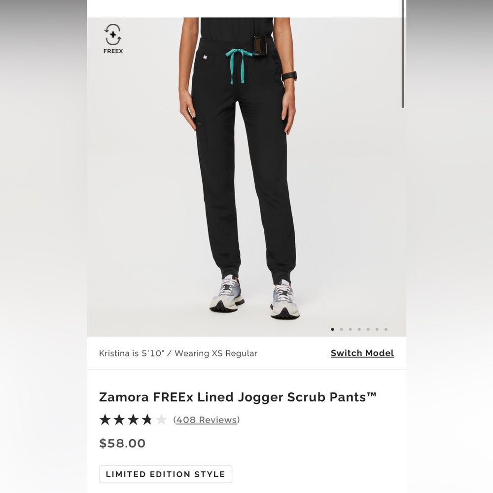 FIGS women's Black, FREEXT™ Lined Zamora™- Petite, Jogger Scrub Pants-XL-Petite